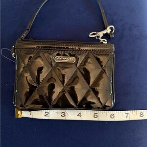 Coach Black Quilted Wristlet with Glossy Finish